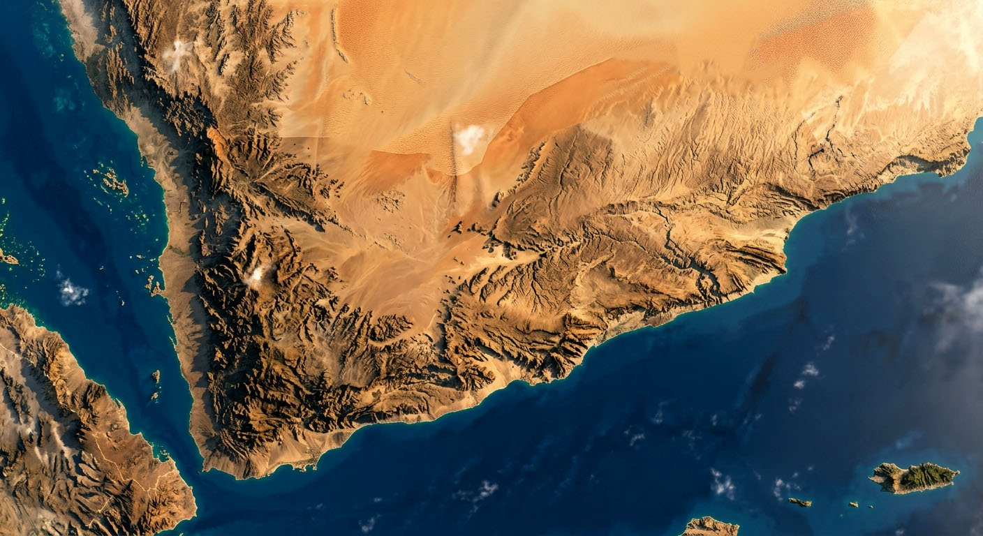 صورة جوية لليمن توضّح التغطية الجغرافية لشبكة التوزيع